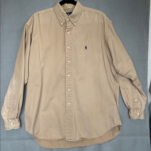 Polo Ralph Lauren Other - Polo Ralph Lauren Blaire Vintage Button Down Shirt 100% Cotton Size L Tan